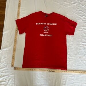 Gildan TShirt Mens Large Red Casual Graphic Print Short Sleeve Statement Humor